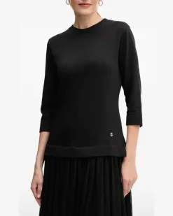 Tüllkleid mit Dreiviertelärmeln - Schwarz