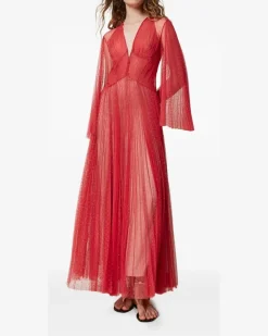 Tüllkleid mit Falten - Rot