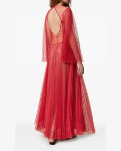 Tüllkleid mit Falten - Rot