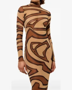 Tüllkleid mit Labirinto-Print - Nude