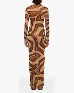 Tüllkleid mit Labirinto-Print - Nude