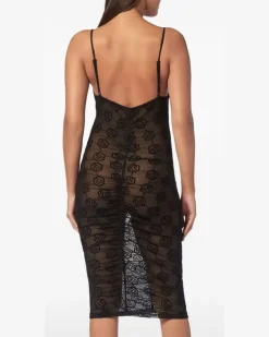 Tüllkleid mit Monogramm - Schwarz