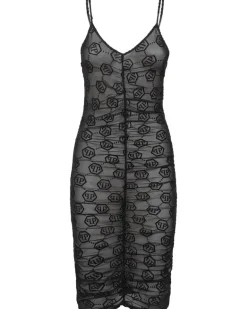 Tüllkleid mit Monogramm - Schwarz