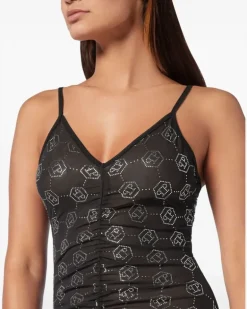 Tüllkleid mit Monogramm - Schwarz
