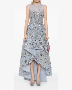Tüllkleid mit Paillettenverzierung - Blau