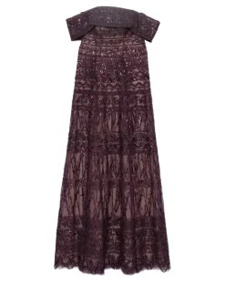 Tüllkleid mit Perlen - Violett