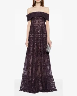 Tüllkleid mit Perlen - Violett
