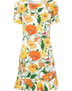 Tüllkleid mit Print - Weiß