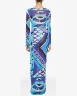Tüllkleid mit Vivara-Print - Blau
