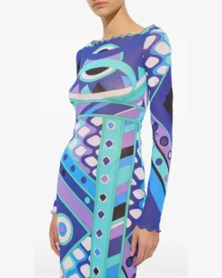 Tüllkleid mit Vivara-Print - Blau