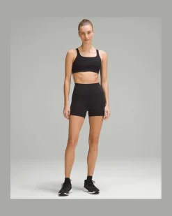 Trainings-BH aus Ultralu mit quadratischem Ausschnitt Mittlerer Halt B/C-Cups für Frauen – Größe in Black