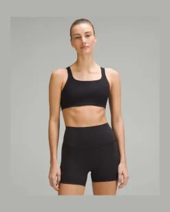 Trainings-BH aus Ultralu mit quadratischem Ausschnitt Mittlerer Halt B/C-Cups für Frauen – Größe in Black