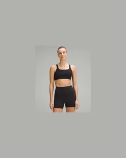 Trainings-BH aus Ultralu mit quadratischem Ausschnitt Mittlerer Halt B/C-Cups für Frauen – Größe in Black