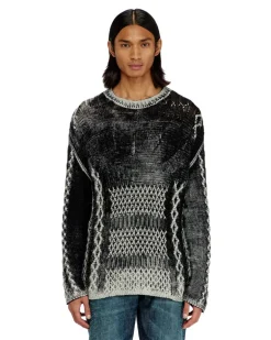 Treated cable-knit Pullover - Strickwaren - Herren - Bunt