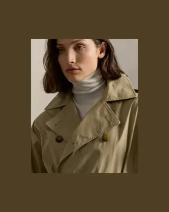Trenchcoat aus Baumwollmischgewebe Tan