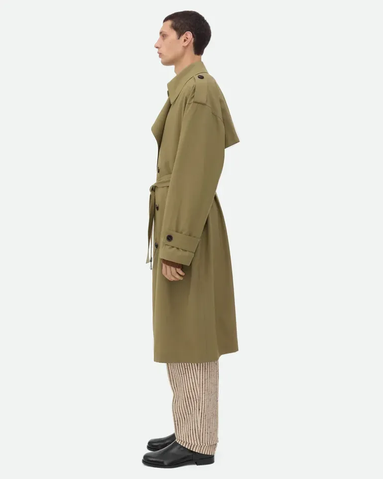 Trenchcoat aus feiner Wolle-Grün - Herren