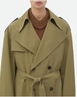 Trenchcoat aus feiner Wolle-Grün - Herren