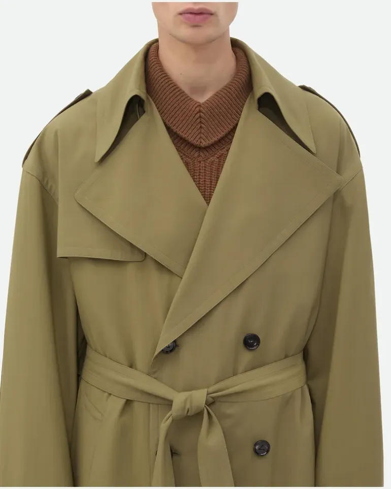 Trenchcoat aus feiner Wolle-Grün - Herren