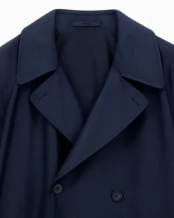 Trenchcoat aus Twill aus einer Seidenmischung Marineblau
