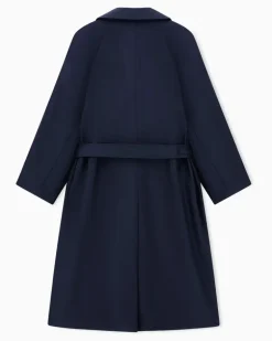 Trenchcoat aus Twill aus einer Seidenmischung Marineblau