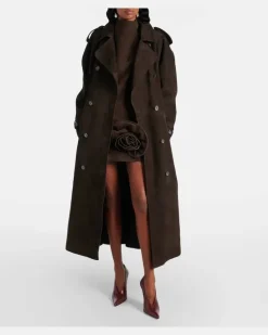 Trenchcoat aus Veloursleder Braun