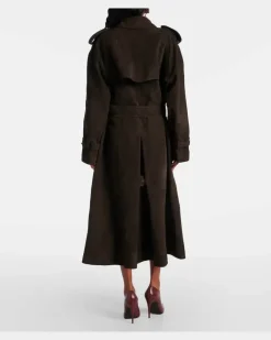 Trenchcoat aus Veloursleder Braun