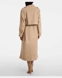 Trenchcoat aus Veloursleder Beige
