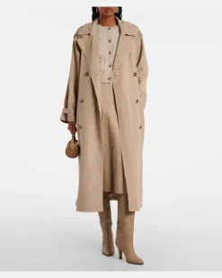 Trenchcoat aus Veloursleder Beige