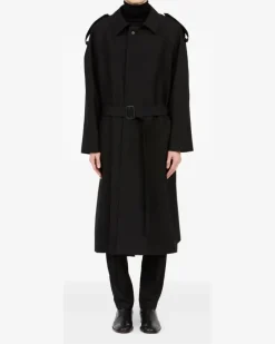 Trenchcoat aus Wolle - Schwarz