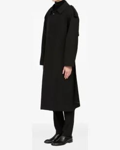 Trenchcoat aus Wolle - Schwarz