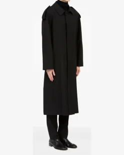 Trenchcoat aus Wolle - Schwarz