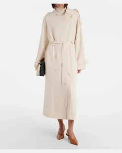 Trenchcoat aus Wolle und Kaschmir Weiß