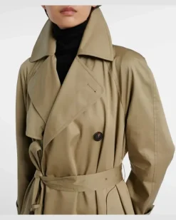Trenchcoat Cocoon aus Baumwoll-Twill Beige