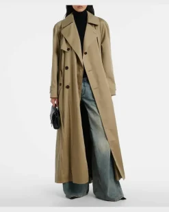 Trenchcoat Cocoon aus Baumwoll-Twill Beige