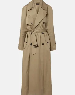 Trenchcoat Cocoon aus Baumwoll-Twill Beige