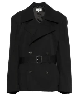 Trenchcoat mit Knopfverschluss - Schwarz