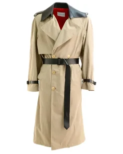 Trenchcoat mit Lederdetail - Nude