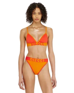 Triangel-BH aus zweifarbigem Baumwollstoff - BHs - Damen - Orange