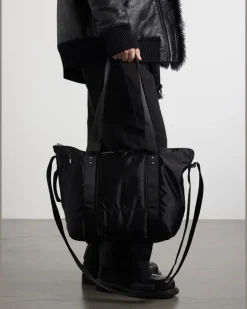 Trolley Canvas-Trimmed Shell Tote Black