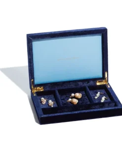 Trésor Schmuckkästchen aus Seidensamt - Blau