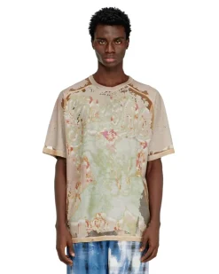 T-Shirt aus bedrucktem Devoré-Jersey - T-Shirts - Herren - Braun
