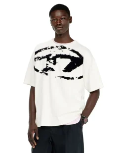 T-Shirt mit beflocktem Distressed-Logo - T-Shirts - Herren - Weiss