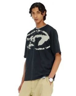 T-Shirt mit beflocktem Distressed-Logo - T-Shirts - Herren - Schwarz