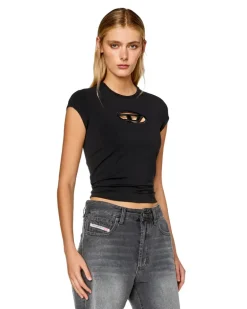 T-Shirt mit Cutout-Logo - T-Shirts - Damen - Schwarz