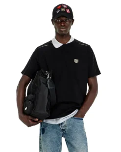 T-shirt mit Kontrastabschlüssen und Logo patch - T-Shirts - Herren - Schwarz