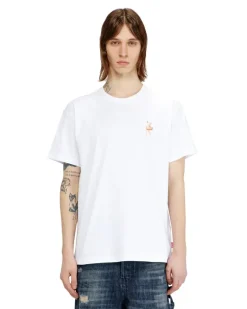 T-Shirt mit Schwein- und Logoprint - T-Shirts - Herren - Weiss