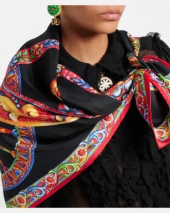 Tuch Carretto aus Seiden-Twill Multicolor