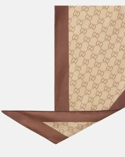 Tuch GG aus Seiden-Twill Beige