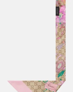 Tuch GG Gucci Flora aus Seiden-Twill Rosa