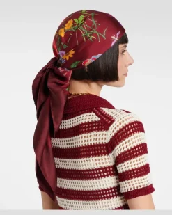 Tuch Gucci Flora aus Seiden-Twill Burgunderrot